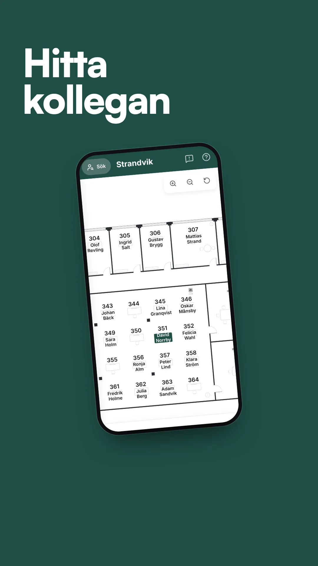 Finansbolag - Planritningen som visar var alla sitter