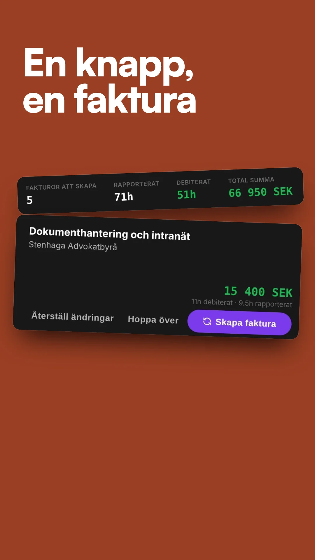 Boostly - Faktura med snygg bilaga, på en knapp