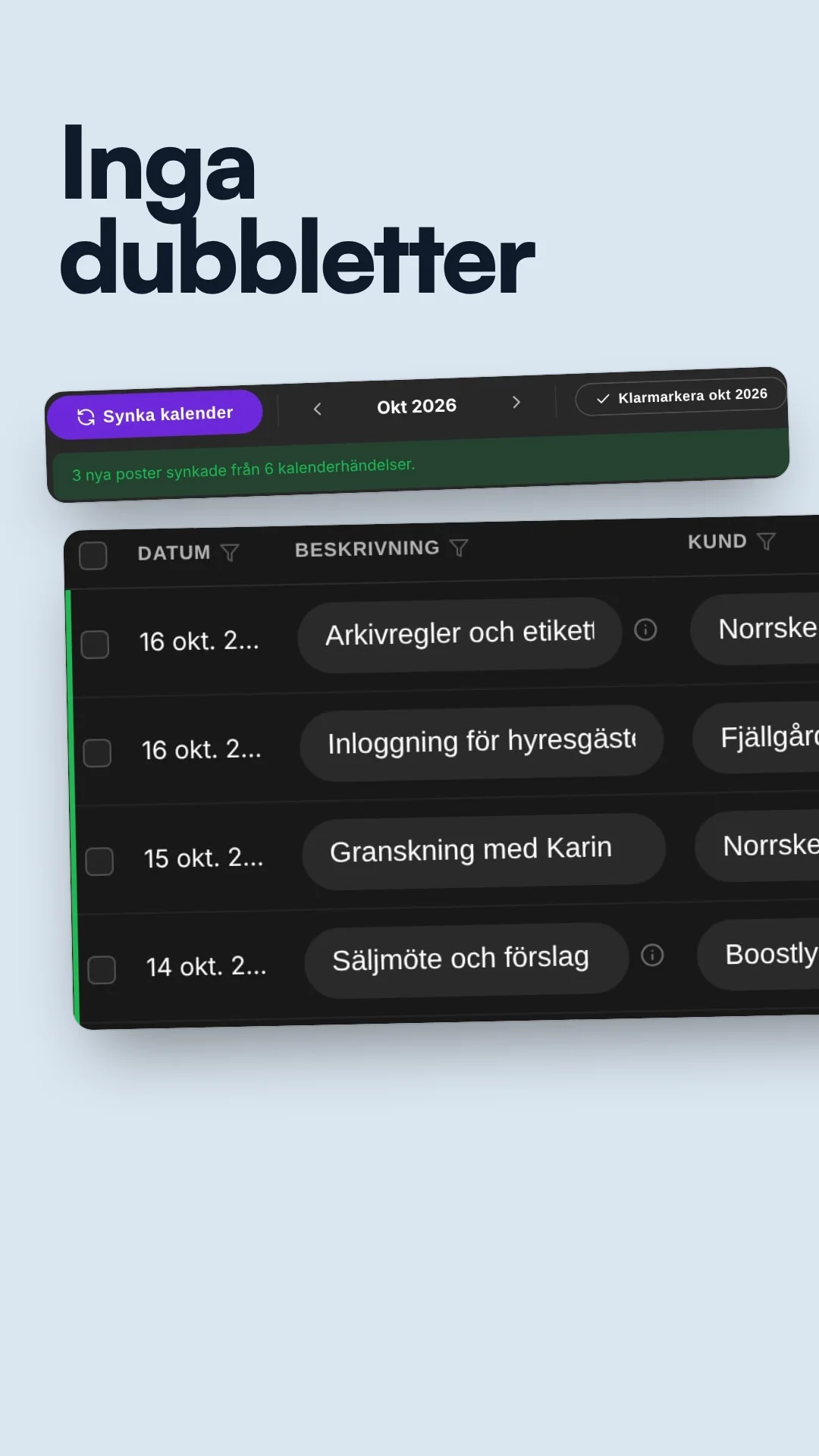Boostly - Outlook-kalender till tidrader via Microsoft Graph