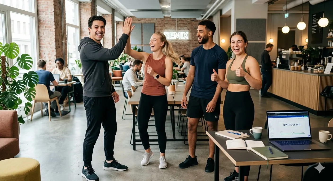 Person som firar en vinst, symboliserar framgångsrik förändringsledning